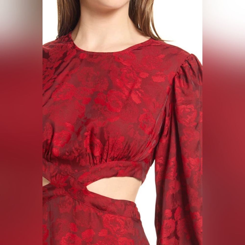Rahi  Red Floral Print Cutout Long Sleeve Mini Dress  NWOT - Picture 5 of 10
